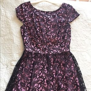 Purple dress with black lace